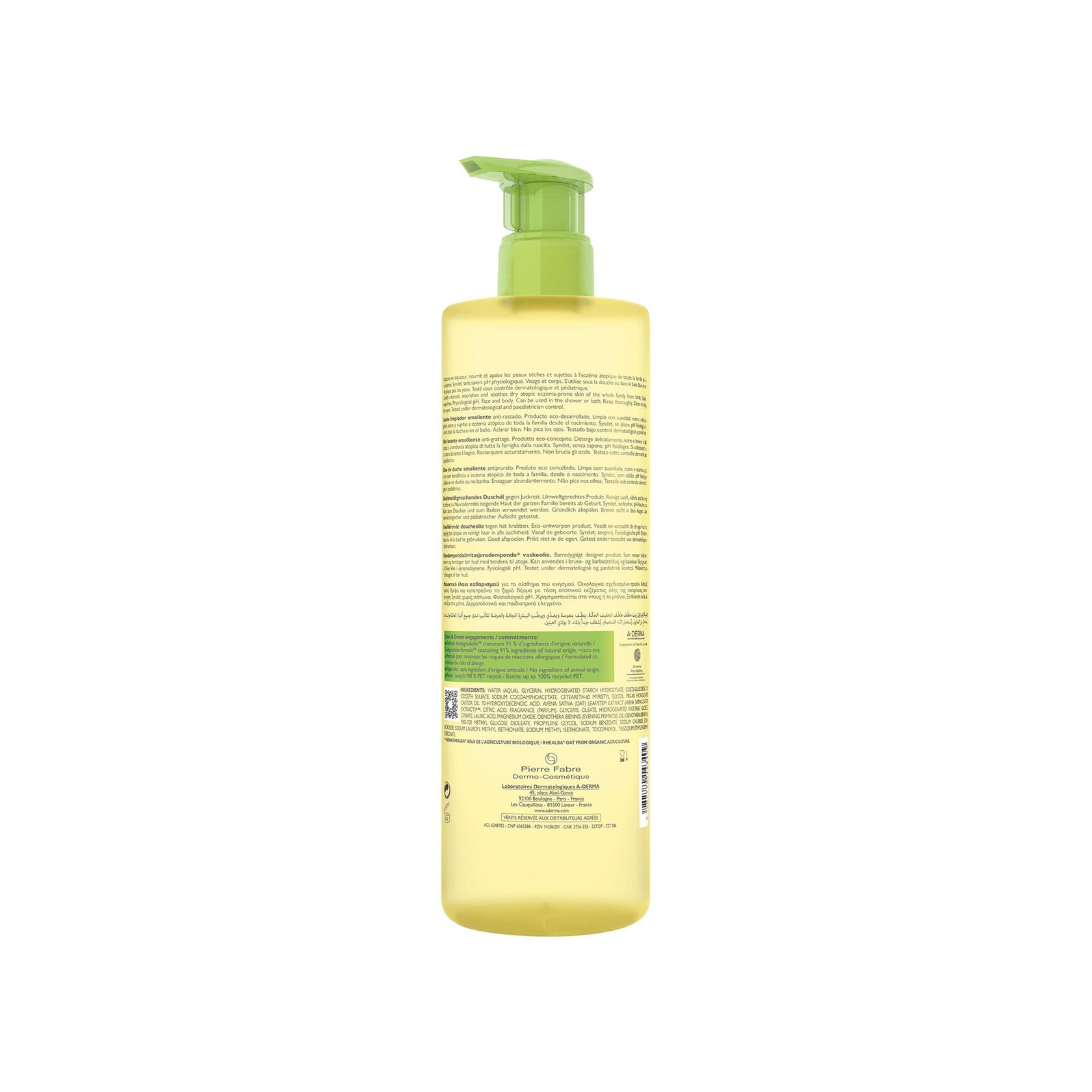 A-Derma Exomega Control Emollient Shower Oil 750ml (25.36fl oz)