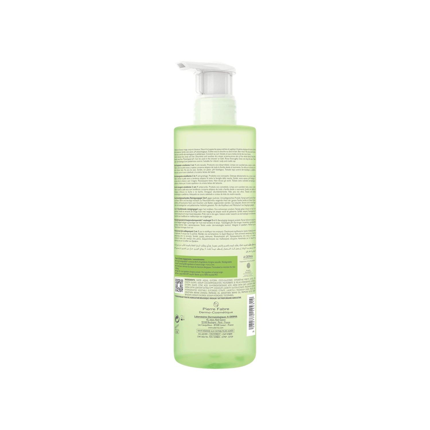 A-Derma Exomega Control Emollient Cleansing Gel Hair & Body 500ml (16.91fl oz)