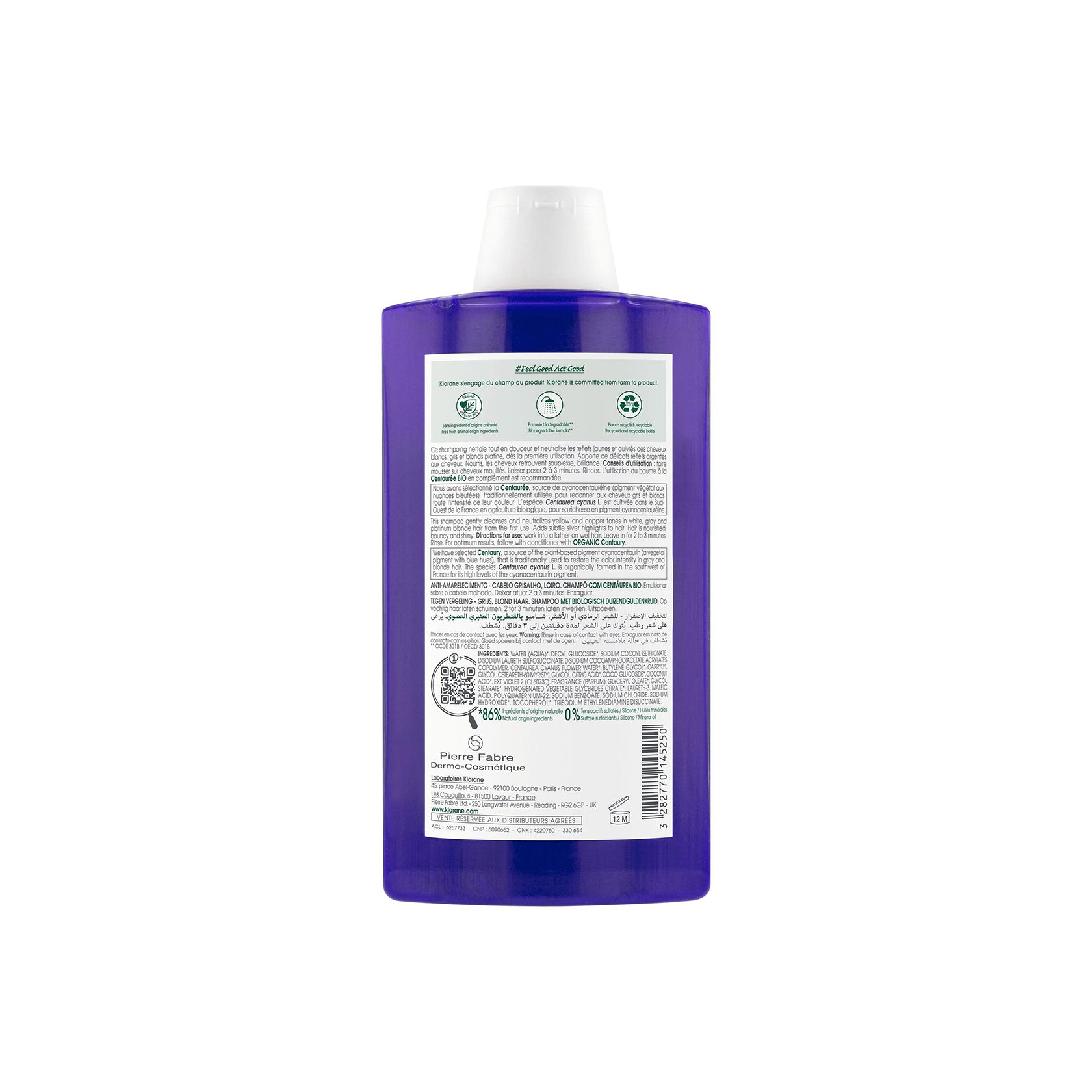 Klorane Anti-Yellowing Shampoo with Centaury 400ml (13.53fl oz)