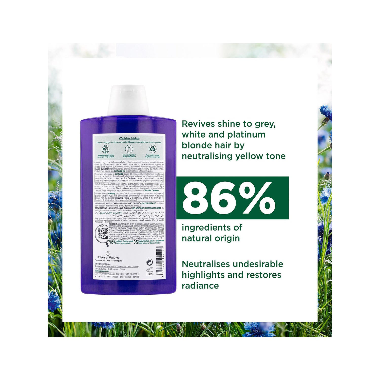 Klorane Anti-Yellowing Shampoo with Centaury 400ml (13.53fl oz)