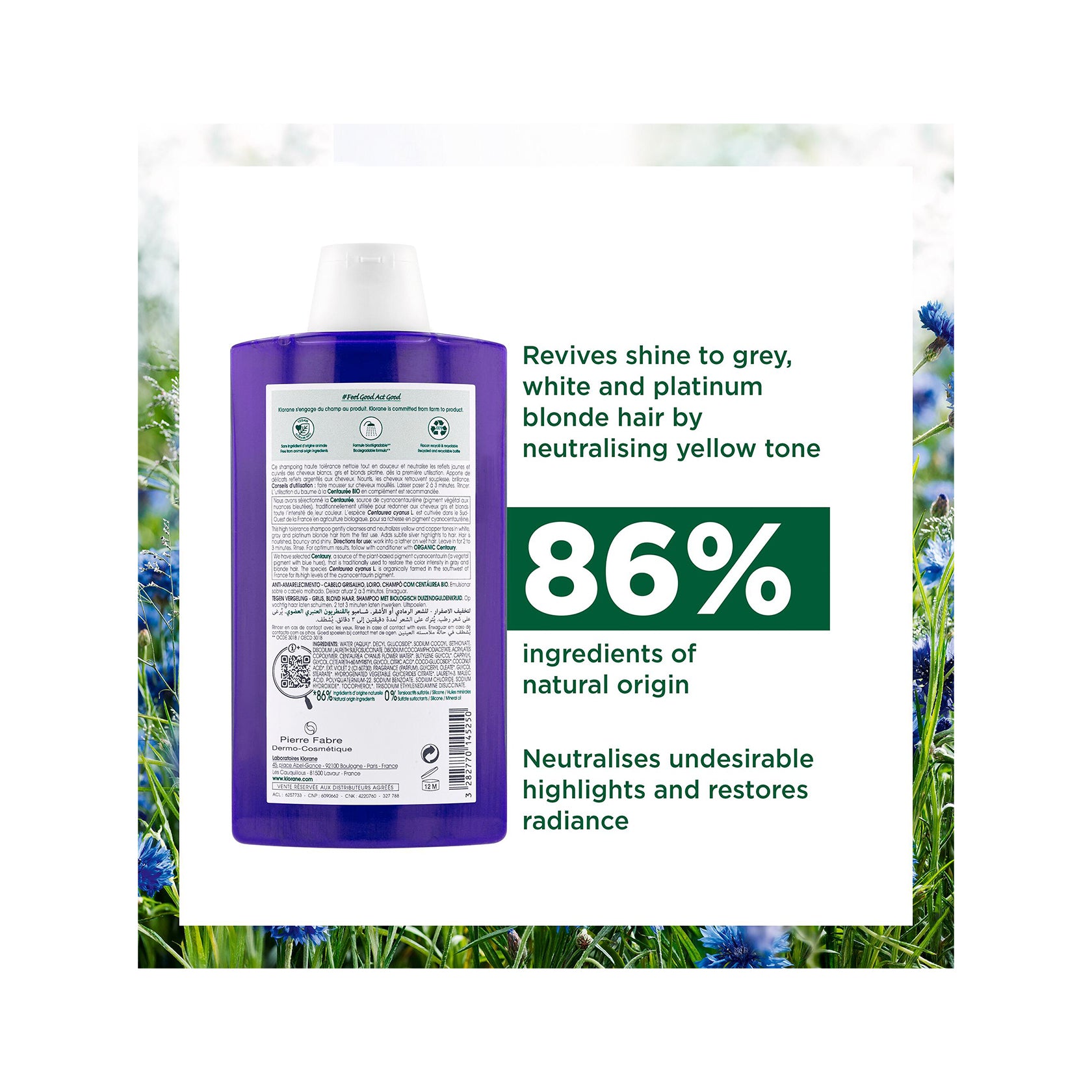 Klorane Anti-Yellowing Shampoo with Centaury 400ml (13.53fl oz)