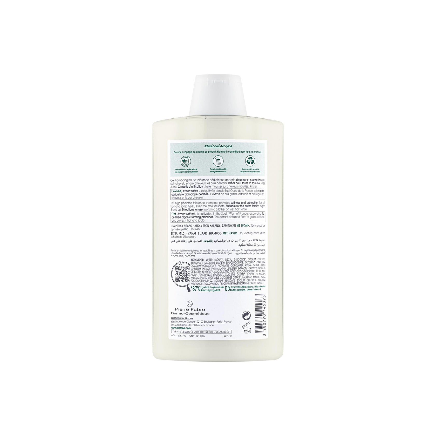 Klorane Ultra-Gentle Shampoo with Oat Milk 400ml (13.53fl oz)