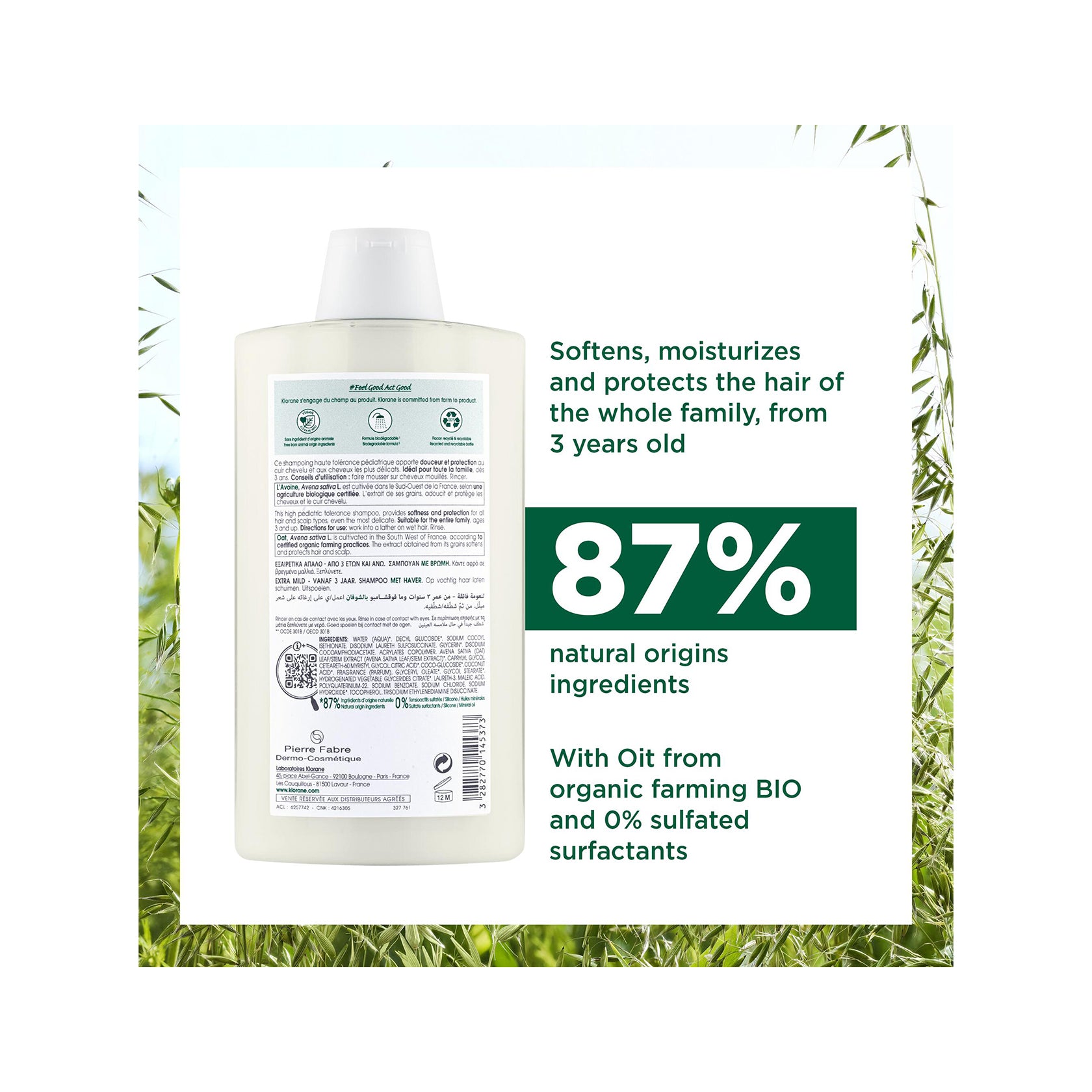 Klorane Ultra-Gentle Shampoo with Oat Milk 400ml (13.53fl oz)