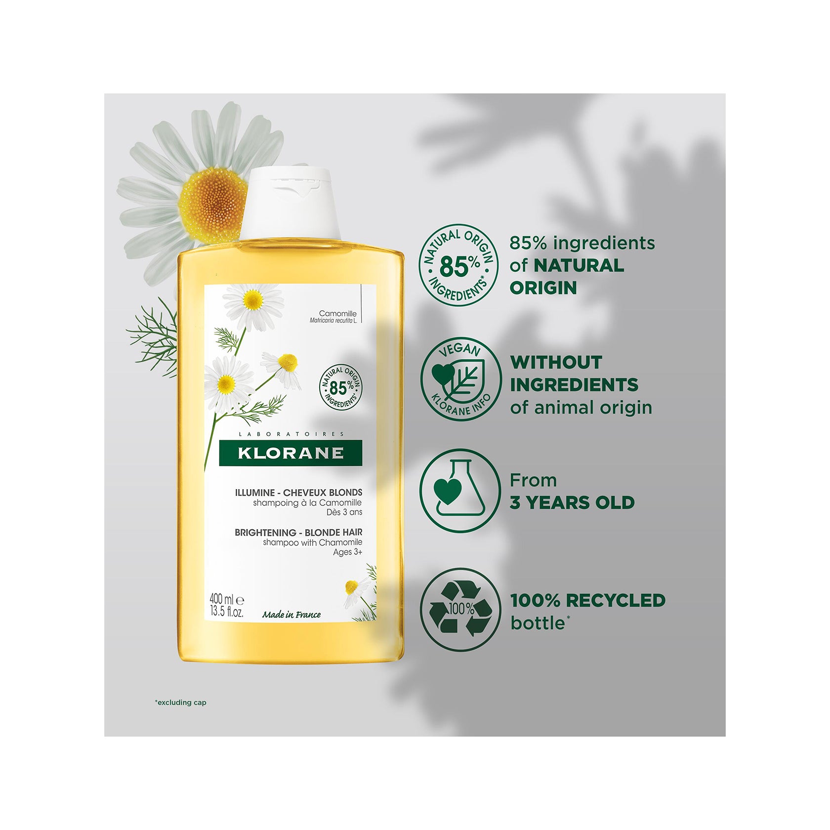 Klorane Blond Highlights Shampoo with Chamomile 400ml (13.53fl oz)