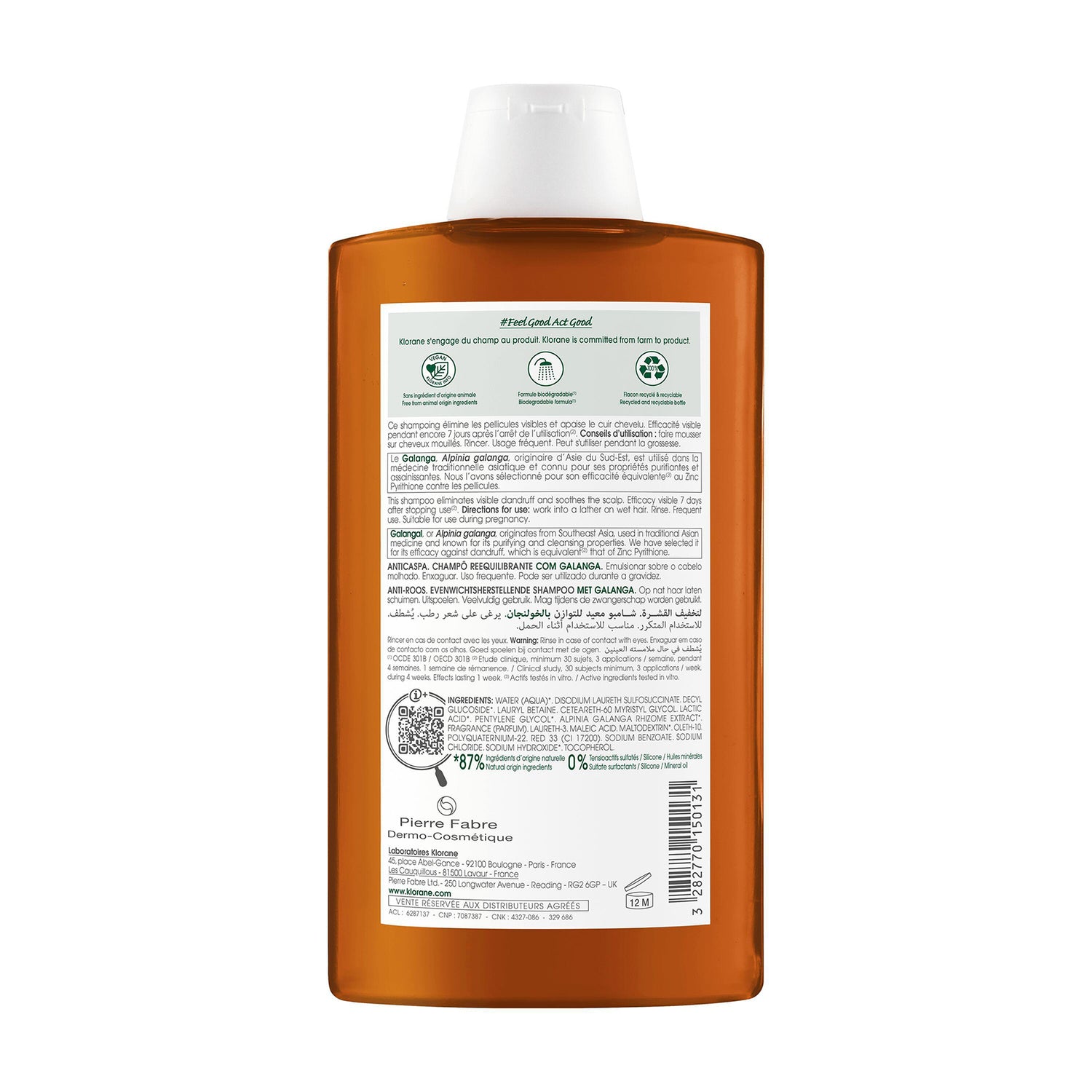 Klorane Anti-Dandruff Rebalancing Shampoo with Galangal 400ml