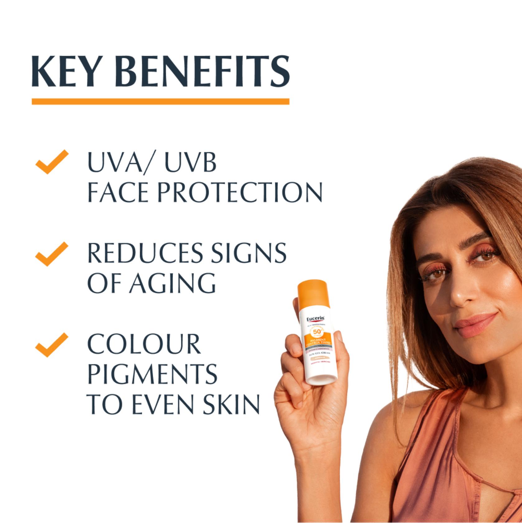 Eucerin Sun Photoaging Control Gel-Creme com Cor SPF50+ Médio 50ml