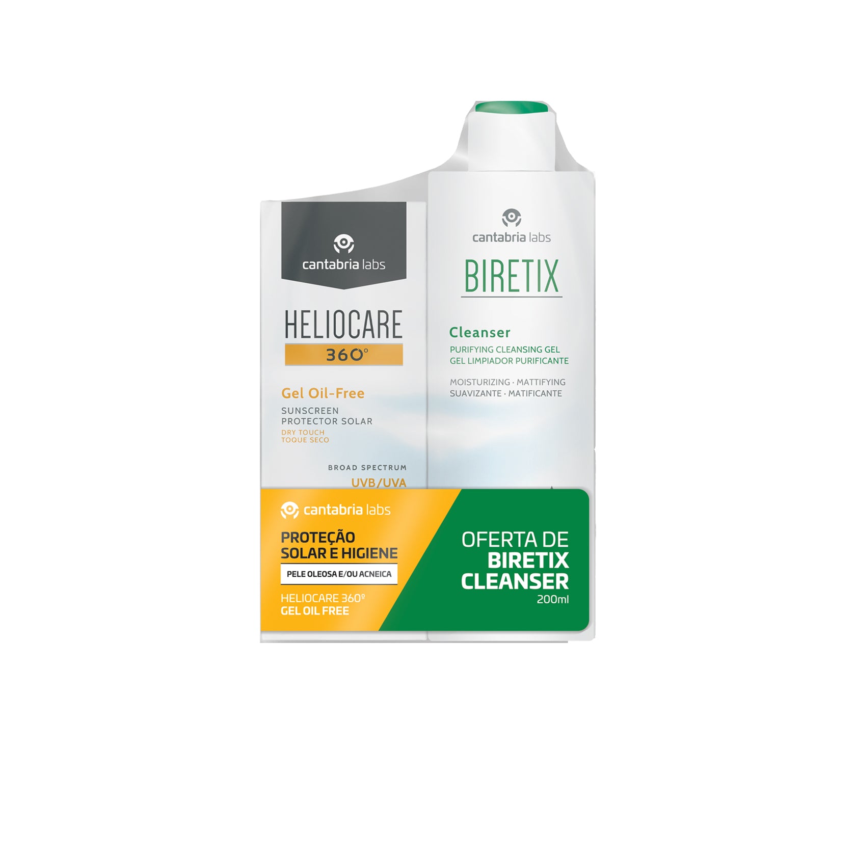 Heliocare Pack 360 Gel Oil-Free Dry Touch SPF50 50ml + Biretix Cleanser Purifying Cleansing Gel 200ml