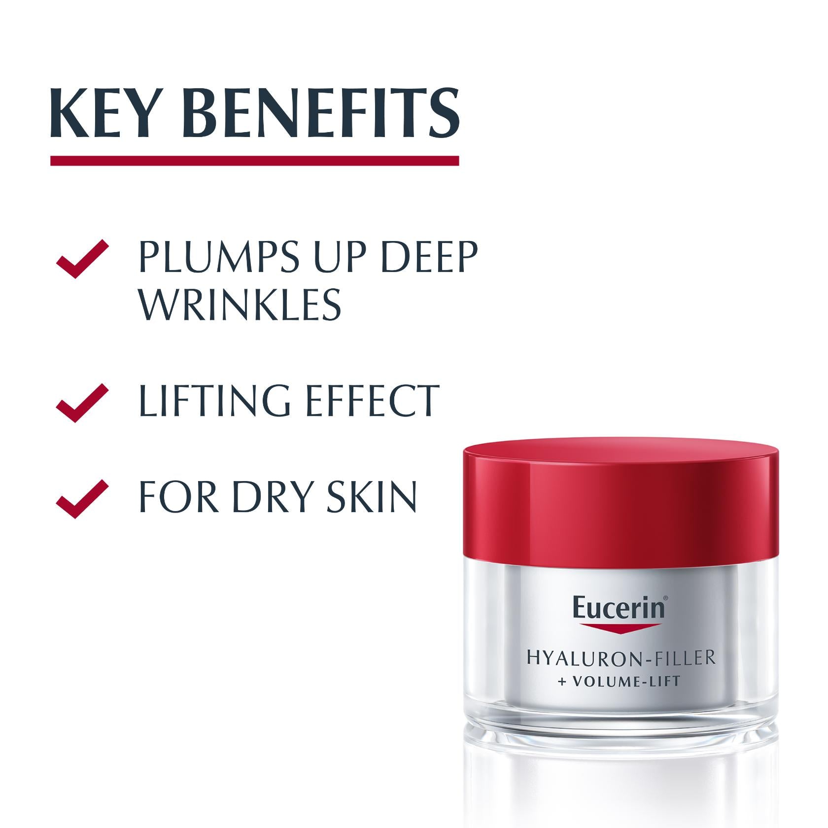 Eucerin Hyaluron-Filler + Volume-Lift Dia Pele Seca SPF15 50ml