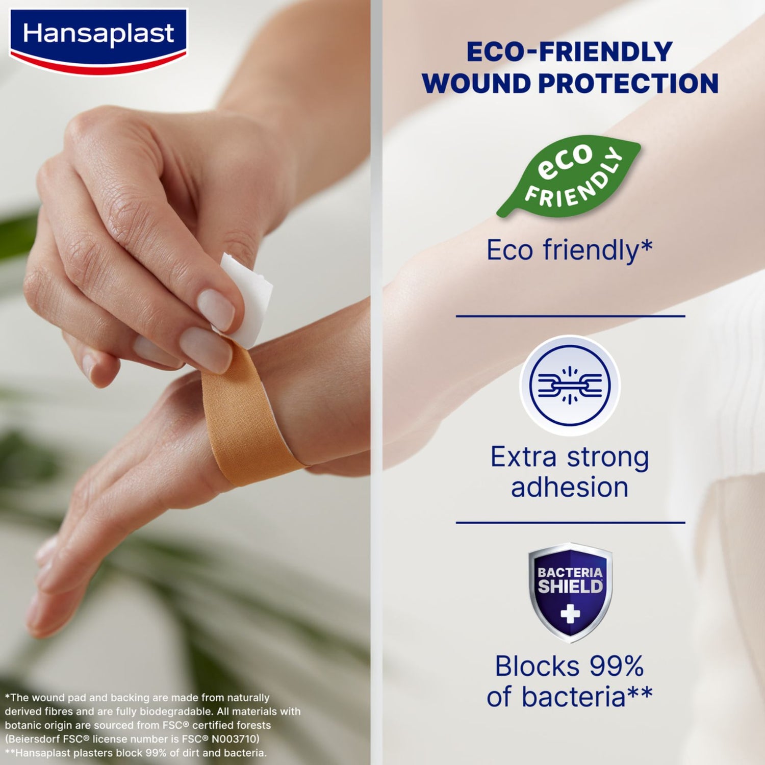 Hansaplast Green & Protect Plasters 1mx6cm x10 (10x1.1ydx2.4in)