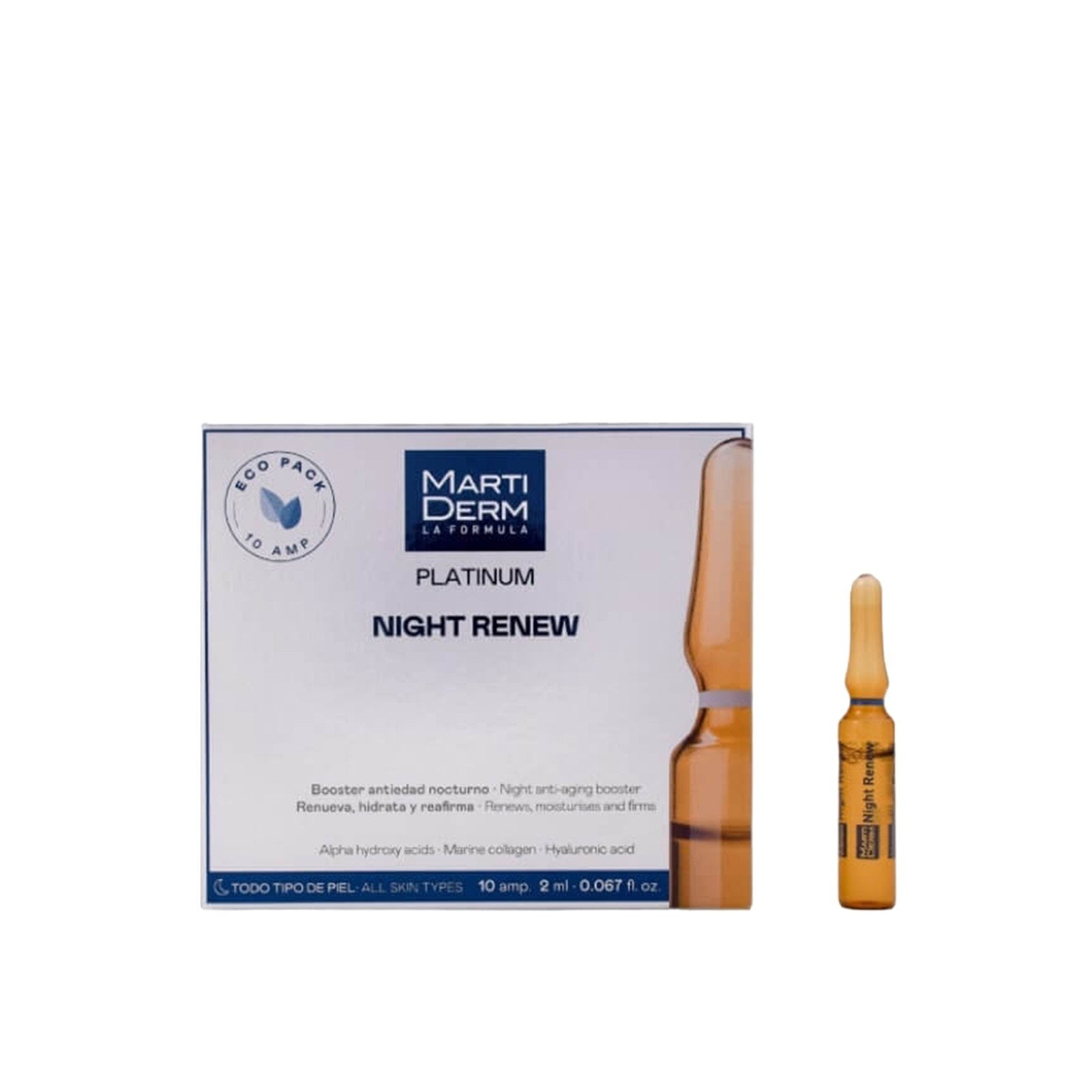 Martiderm Platinum Ampolas Night Renew Peeling Suave 10x2ml