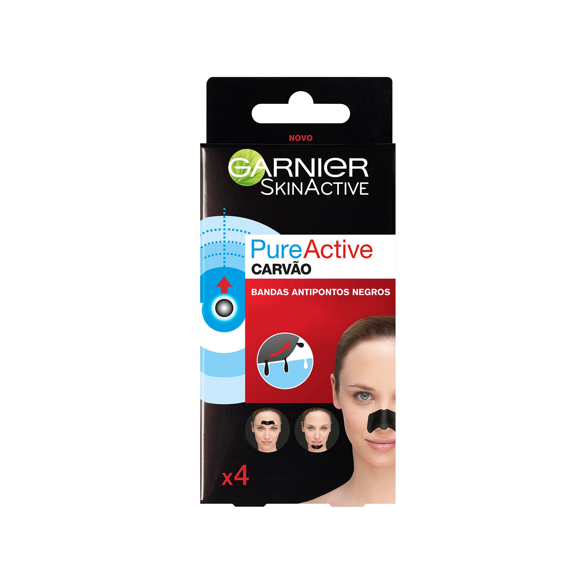 Faixas de carvão ativo puro Garnier anti cravos 4 unid.