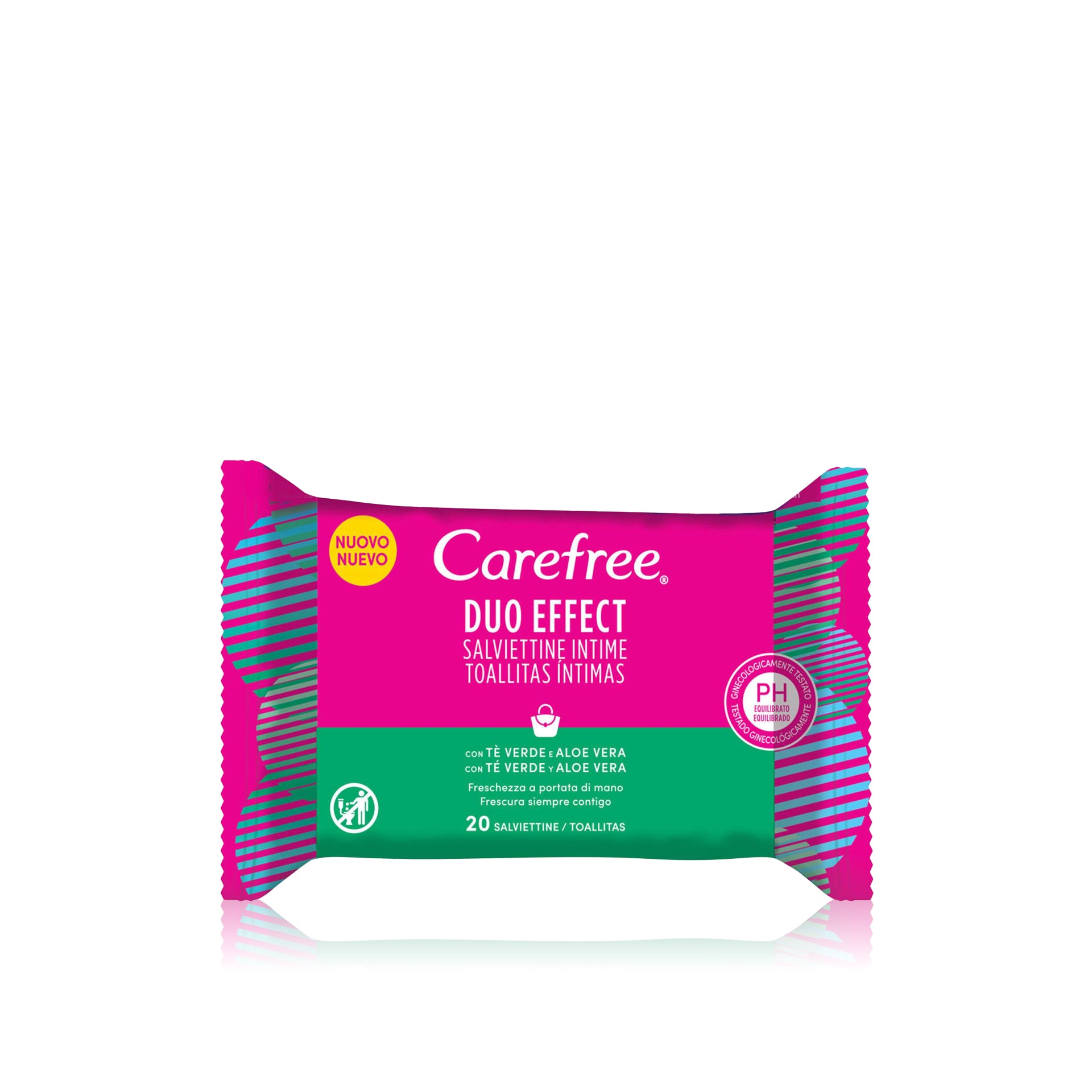 Toalhitas Íntimas Carefree Duo Effect com Chá Verde e Aloé Vera 20 Un