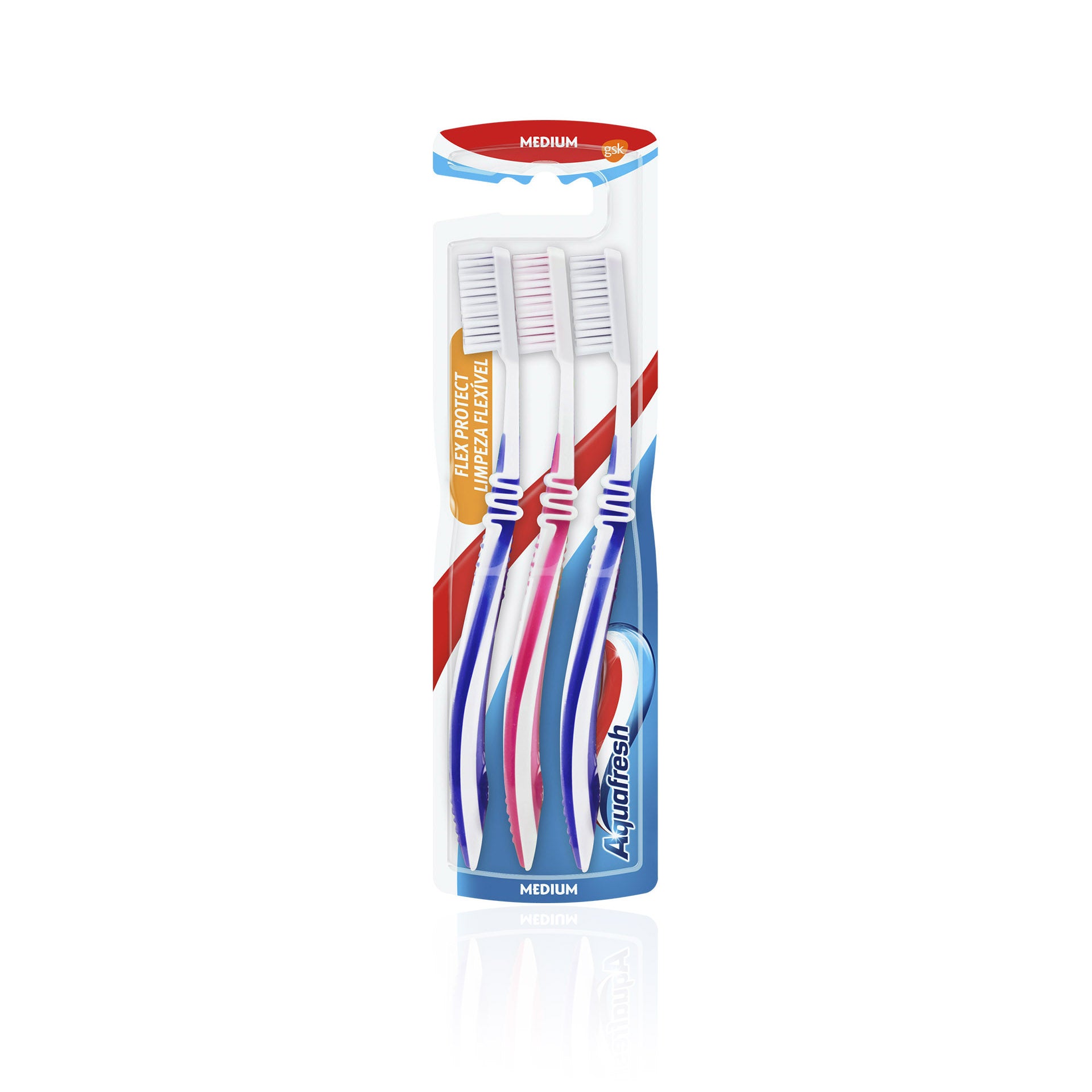 Escova Aquafresh Limpeza Média Flexível 2+1