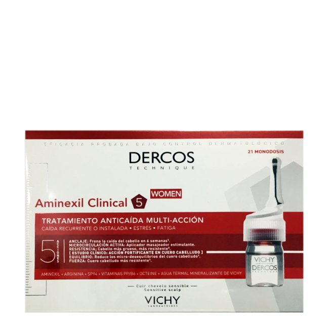 Dercos Aminexil Clinical 5 Mulher Tratamento Antiqueda 6ml x21 ampolas