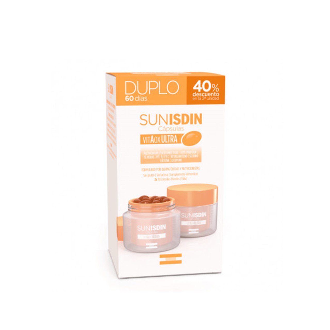 Pacote promocional ISDIN Sun VitAox Ultra cápsulas 2x30