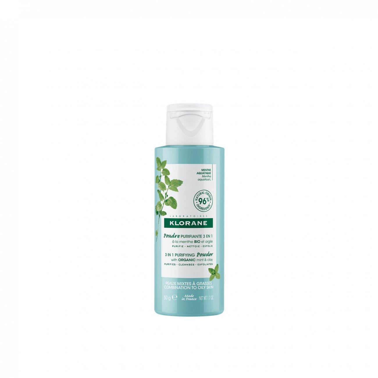 Klorane Poudre Purifiante 3 en 1 à la Menthe Aquatique Bio et à l&