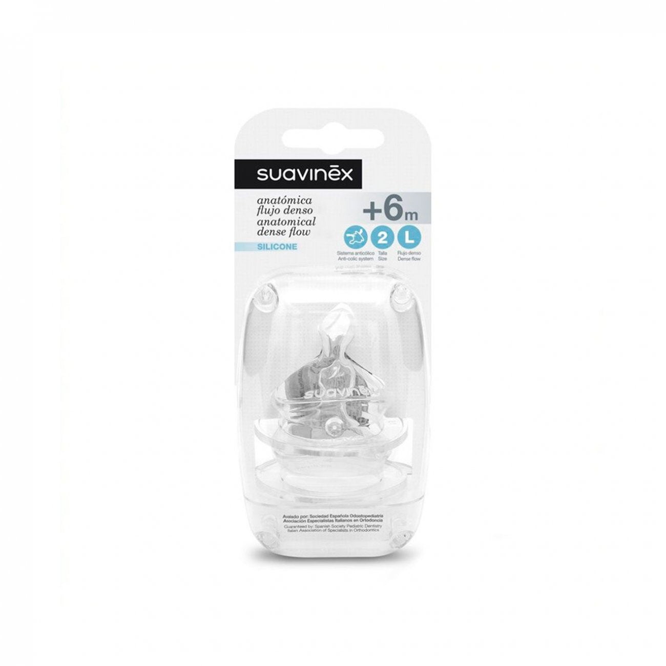 Suavinex Anatomical Dense Flow T-2 Silicone Bottle Teat +6m x2