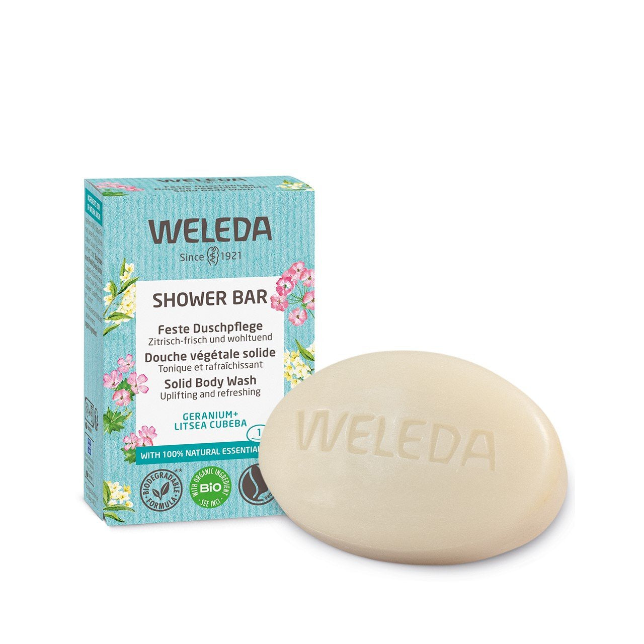 Weleda Shower Bar Geranium + Litsea Cubeba Sabonete Corporal Sólido 75g