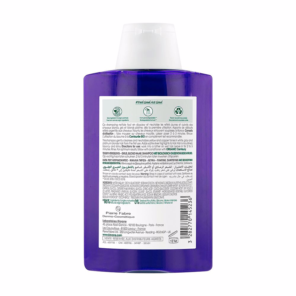 Klorane A La Centaurea Bio Anti-Yellowing Shampoo for Gray and Blonde Hair 200 ml