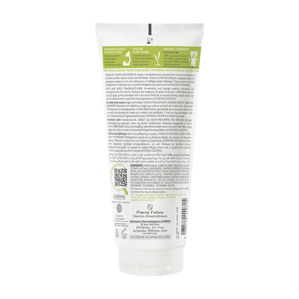 A-Derma Exomega Control Emollient Balm for Atopic Skin 200 ml