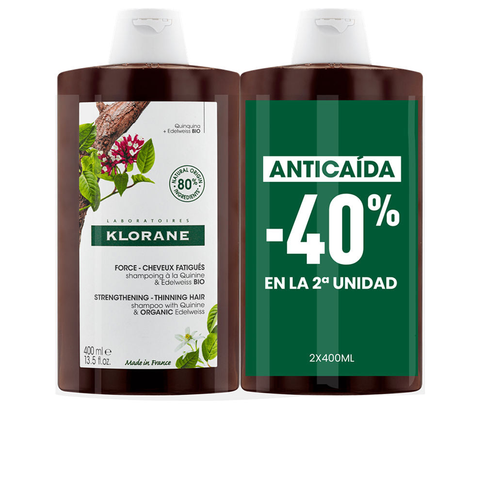 Klorane A La Quinine and Edelweiss Bio Strengthening Shampoo Duo 2 X 400 ml
