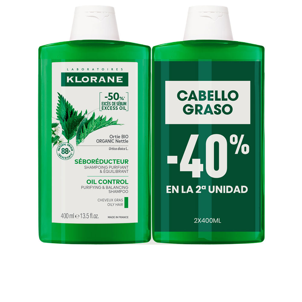 Klorane Organic Nettle Sebum-Regulating Shampoo Duo (2 x 400ml)