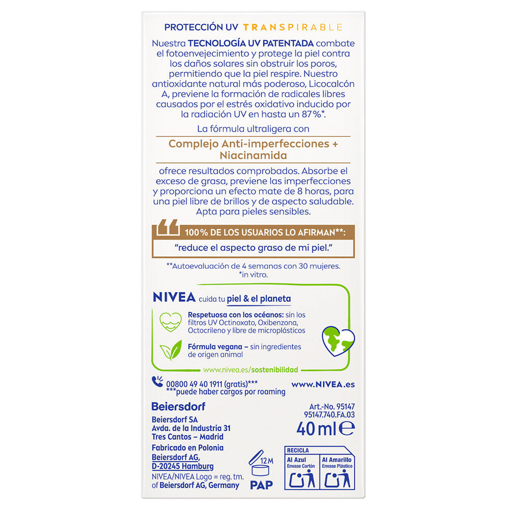 Nivea Sun Derma Clear Skin SPF50+ 40 ml