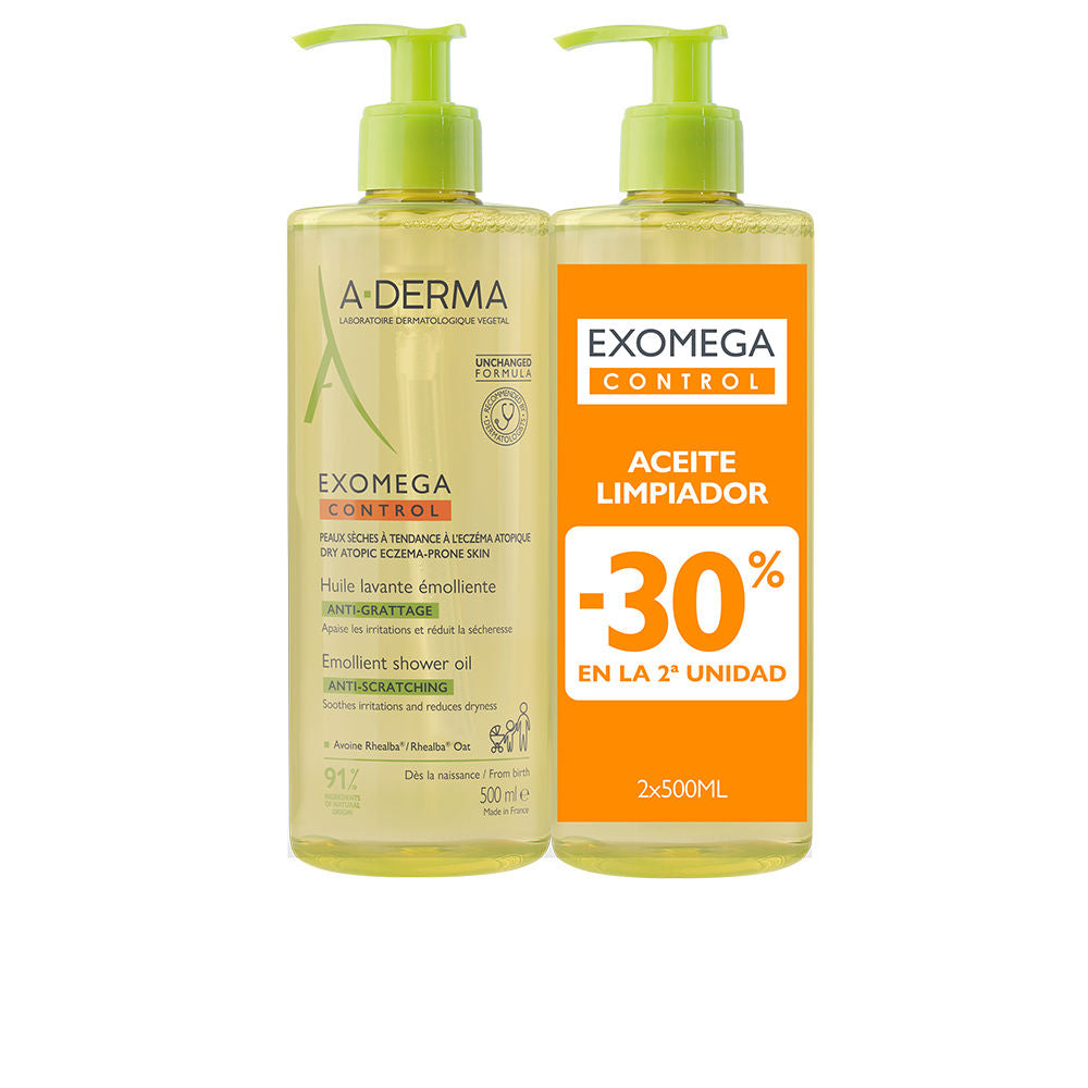 A-Derma Exomega Control Emollient Shower Oil Pack 2 X 500 ml