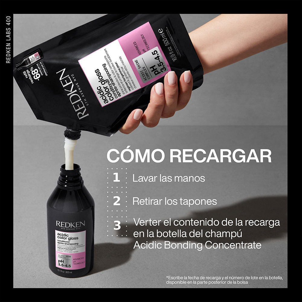 Redken Acidic Color Gloss Sulfate-Free Shampoo Boosts the Shine of Your Color Refill 500 ml