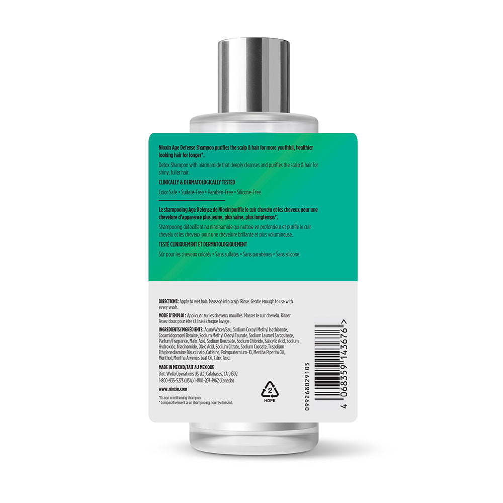 Nioxin Age Defense Anti-Aging Shampoo Purifies the Scalp with Niacinamide 475 ml