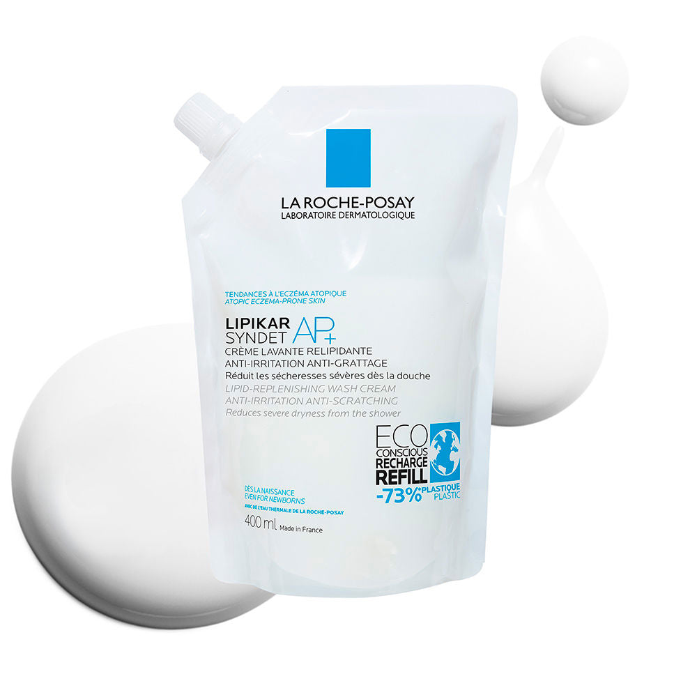 La Roche Posay Lipikar Syndet Ap+ Relipidizing and Anti-Irritation Shower Cream for Atopic Skin, 400ml Refill