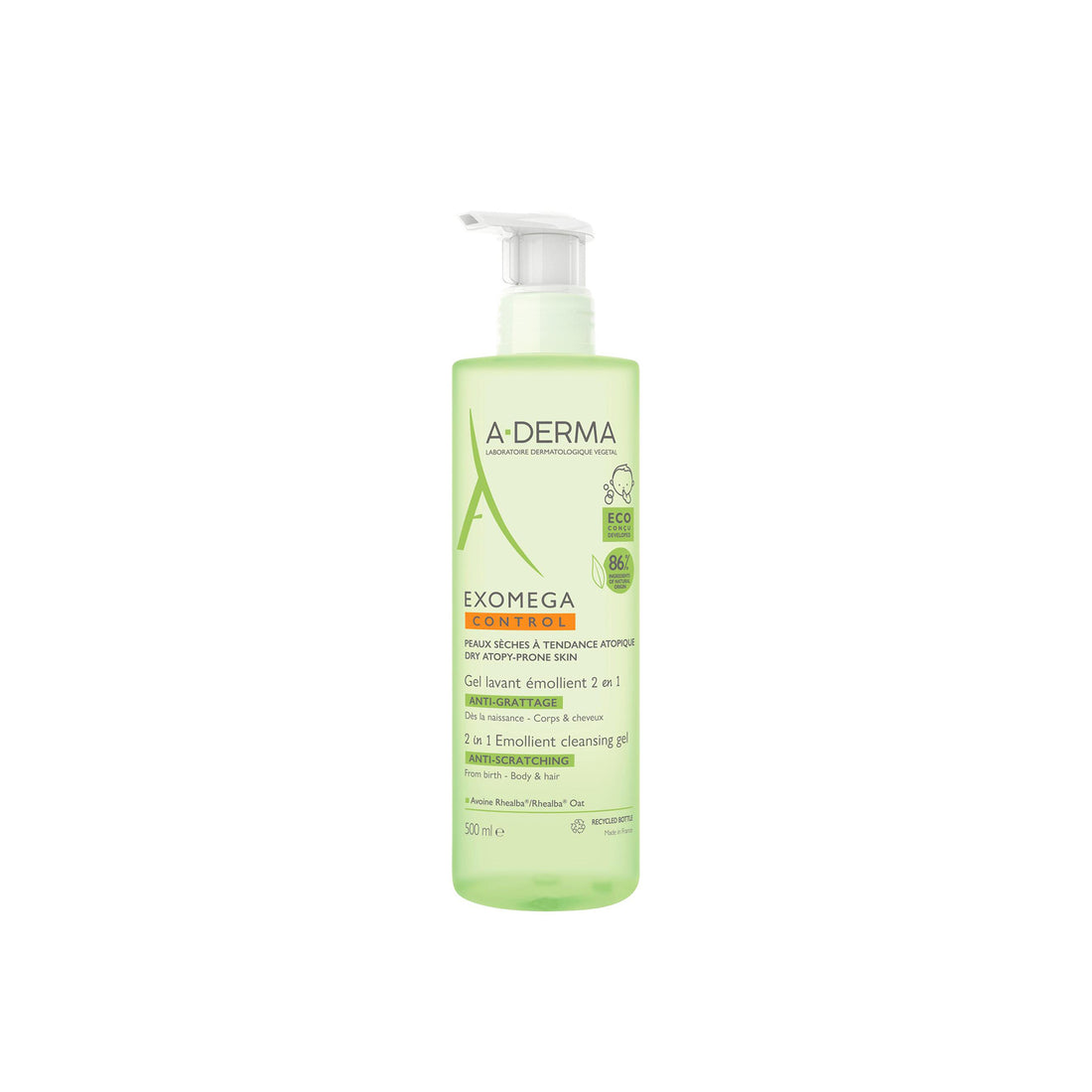 A-Derma Exomega Control Emollient Cleansing Gel Hair & Body 500ml (16.91fl oz)