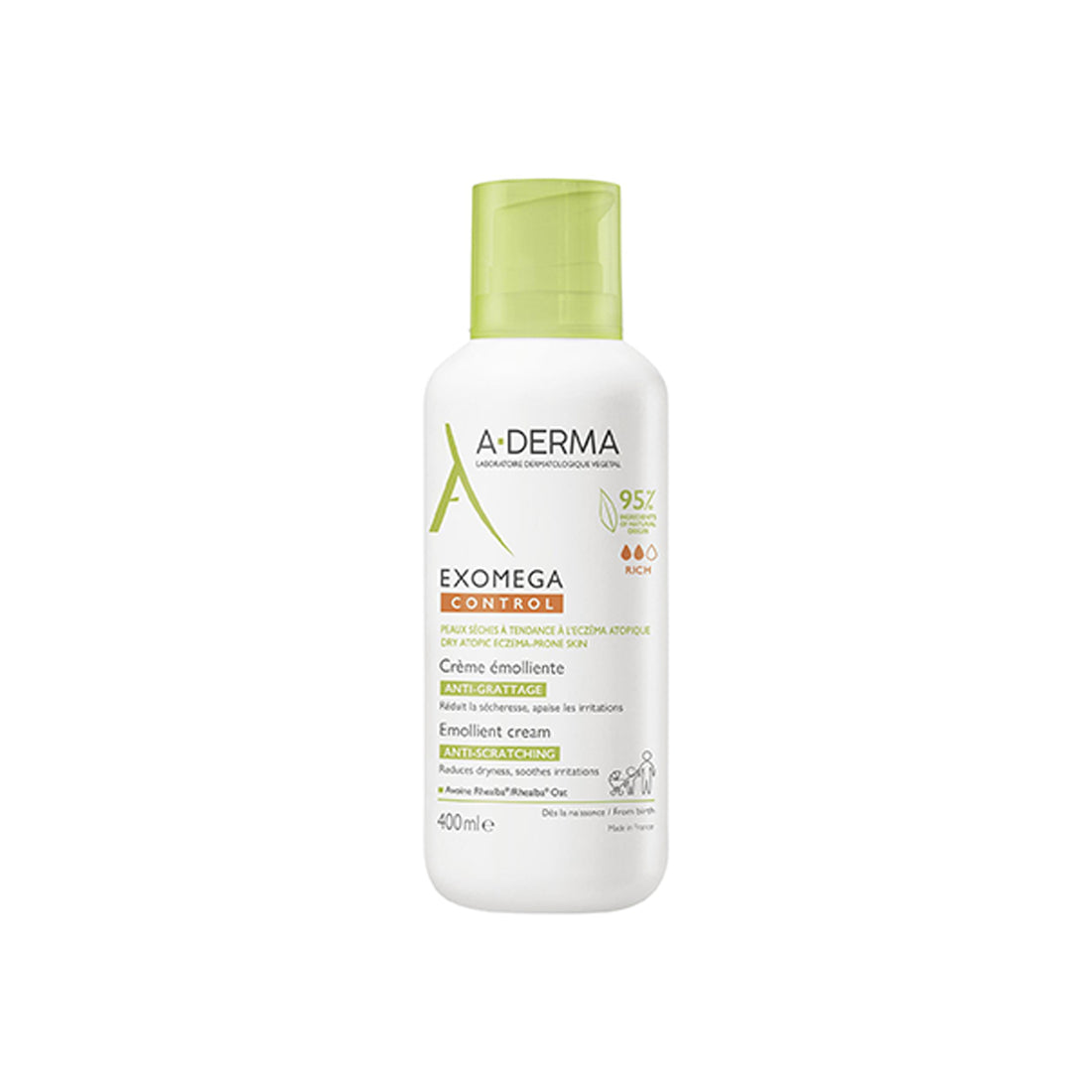 A-Derma Exomega Control Emollient Cream 400ml (13.53fl oz)