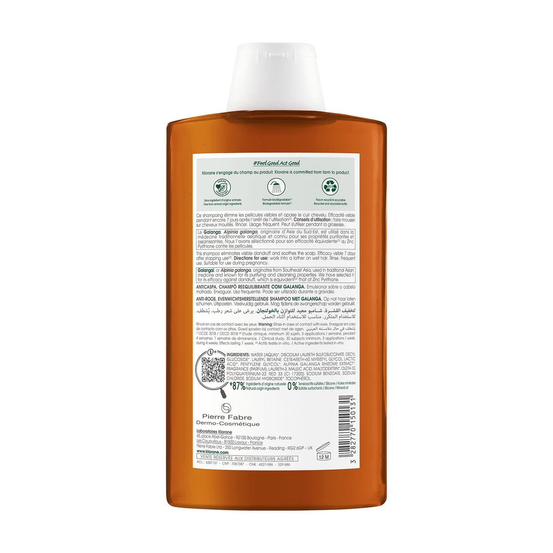Klorane Anti-Dandruff Rebalancing Shampoo with Galangal 400ml