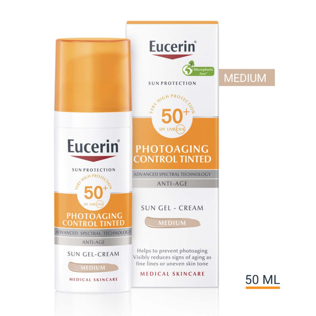 Eucerin Sun Photoaging Control Gel-Creme com Cor SPF50+ Médio 50ml