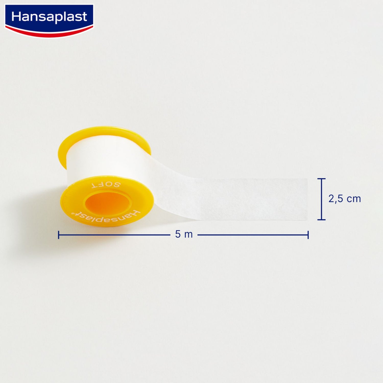 Hansaplast Med+ Soft Fixation Tape 5mx2.5cm (5.5ydx1.0in)