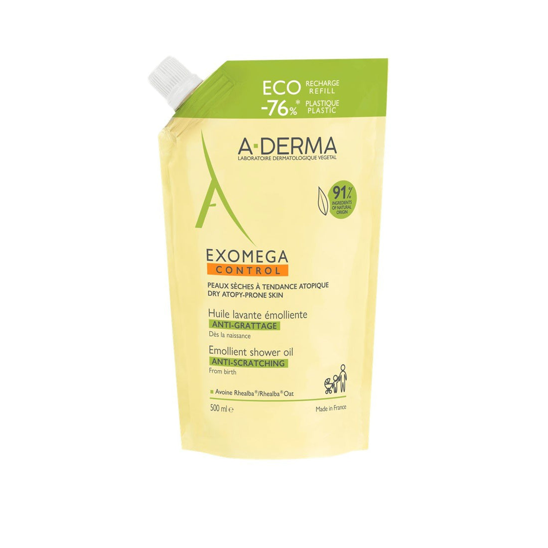 A-Derma Exomega Control Emollient Shower Oil Refill 500ml