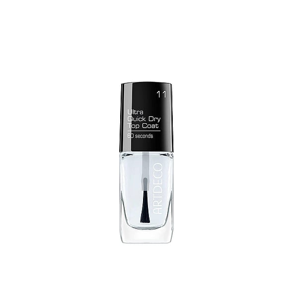 Artdeco Ultra Quick Dry Top Coat 10ml dries polish in 60 seconds, adds gloss, and prevents fading