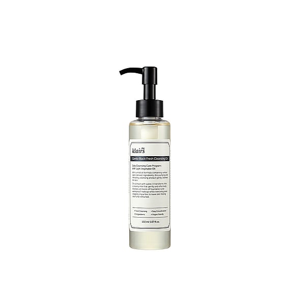 Dear, Klairs Gentle Black Fresh Cleansing Oil 150ml gently removes makeup, non-comedogenic, vegan
