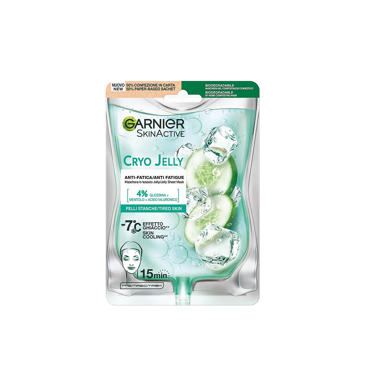 Garnier Skinactive Hyaluronic Acid Cryojelly Anti-Fatigue Mask for Tired Skin, Ice Effect, 5 g