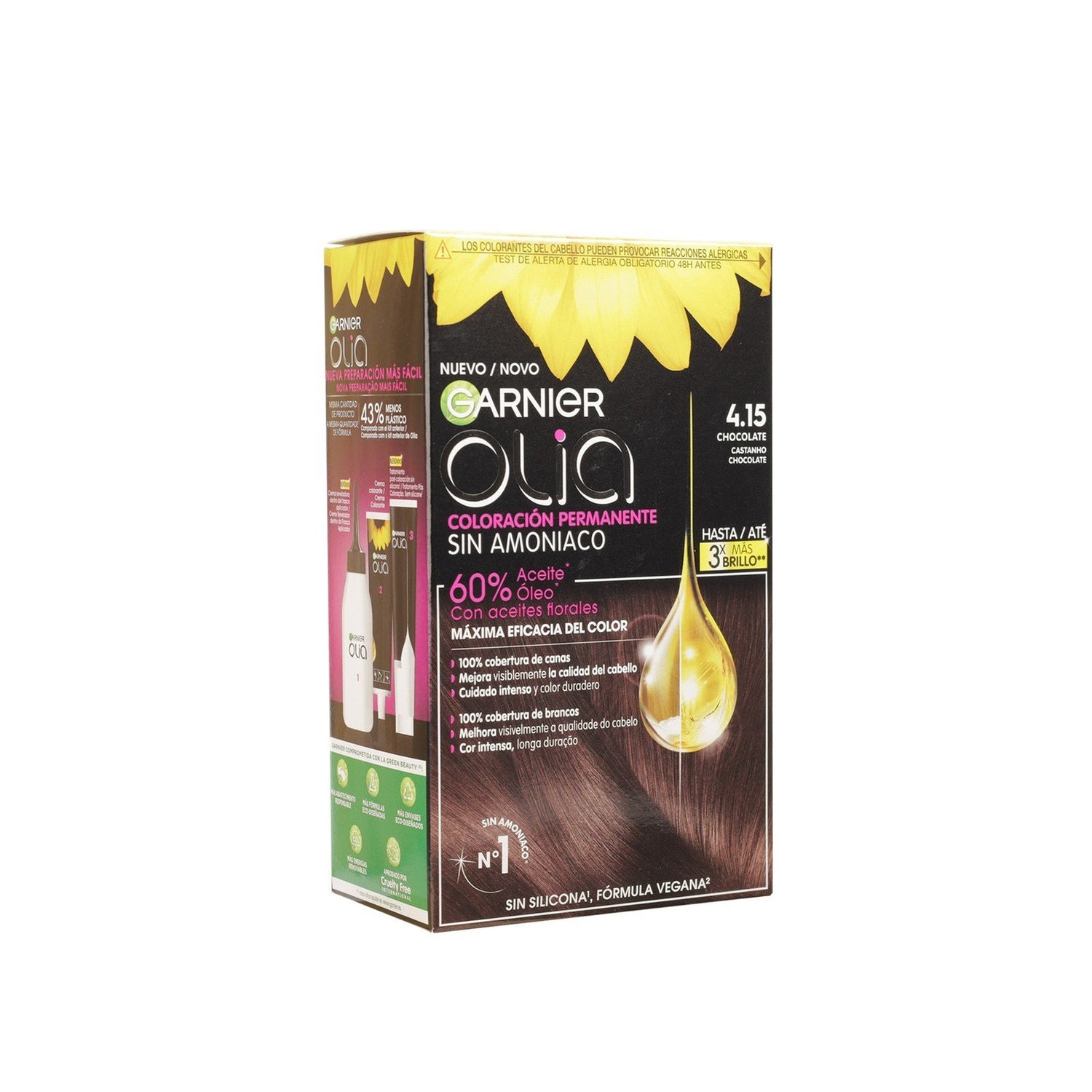 Garnier Olia Permanent Hair Dye 4.15 Iced Chocolate Brown