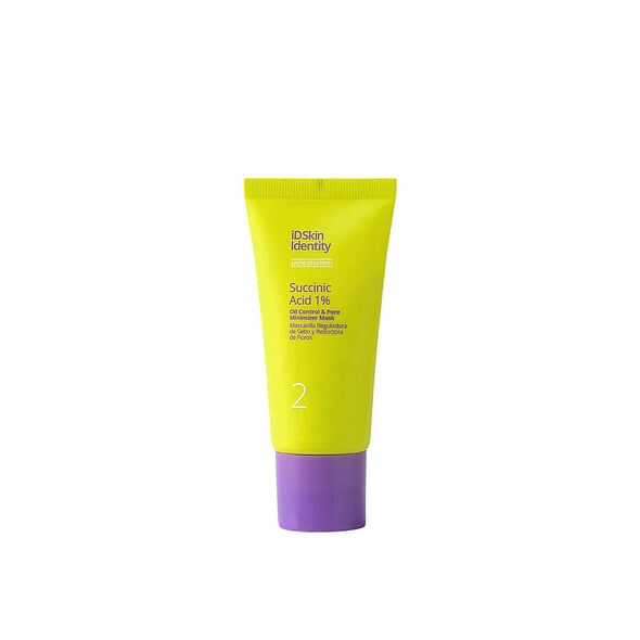 iD Skin Identity Acne Solution Mask balances oily skin, absorbs sebum, and soothes