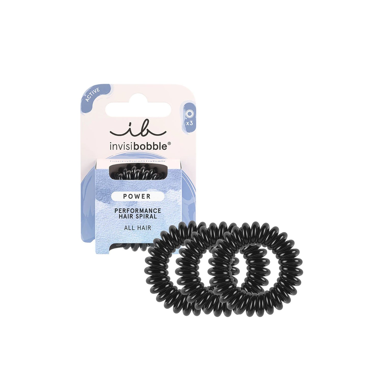 invisibobble Power Performance Hair Spiral True Black x3