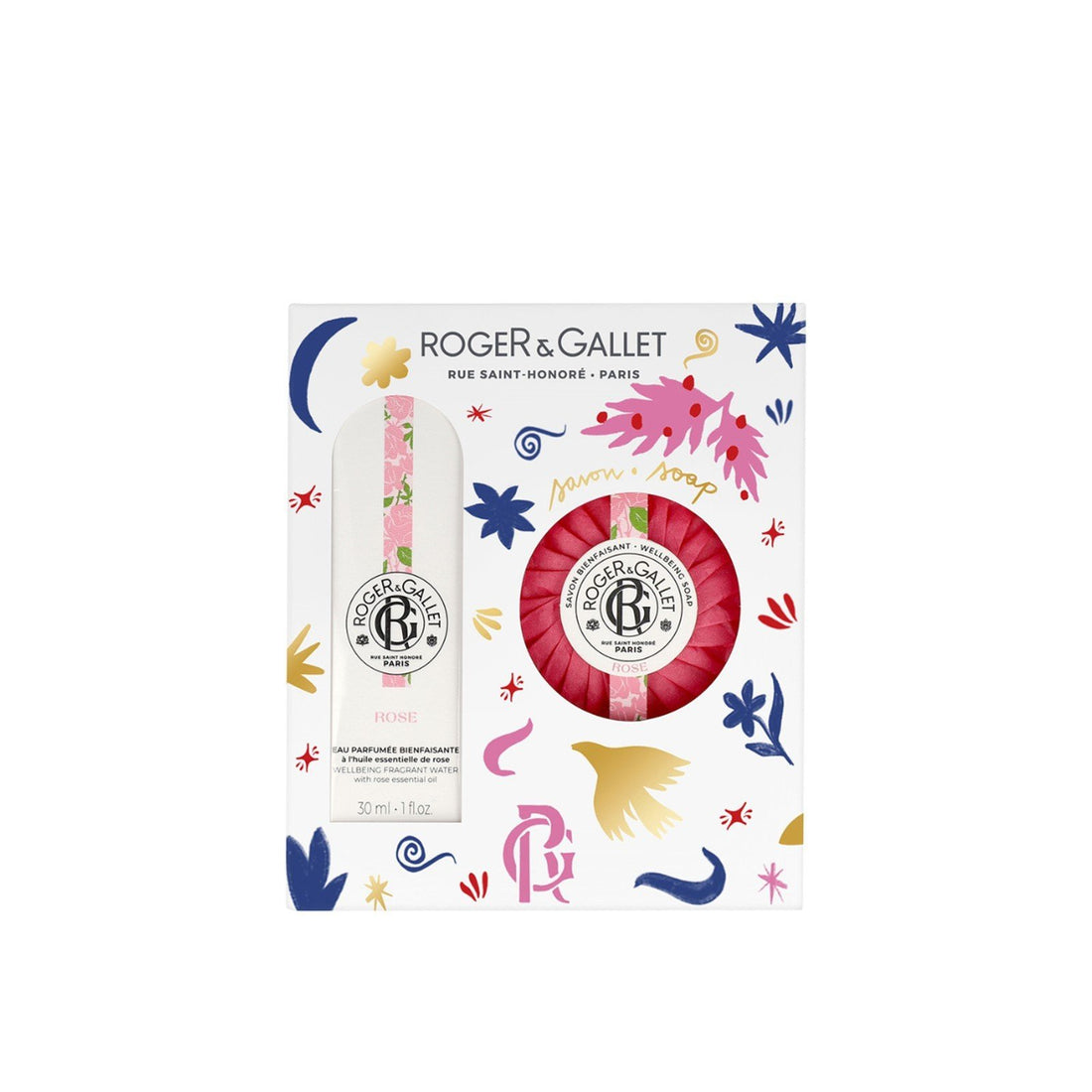 Roger&amp;amp;Gallet Rose Wellbeing Fragrant Water + Scented Soap Set