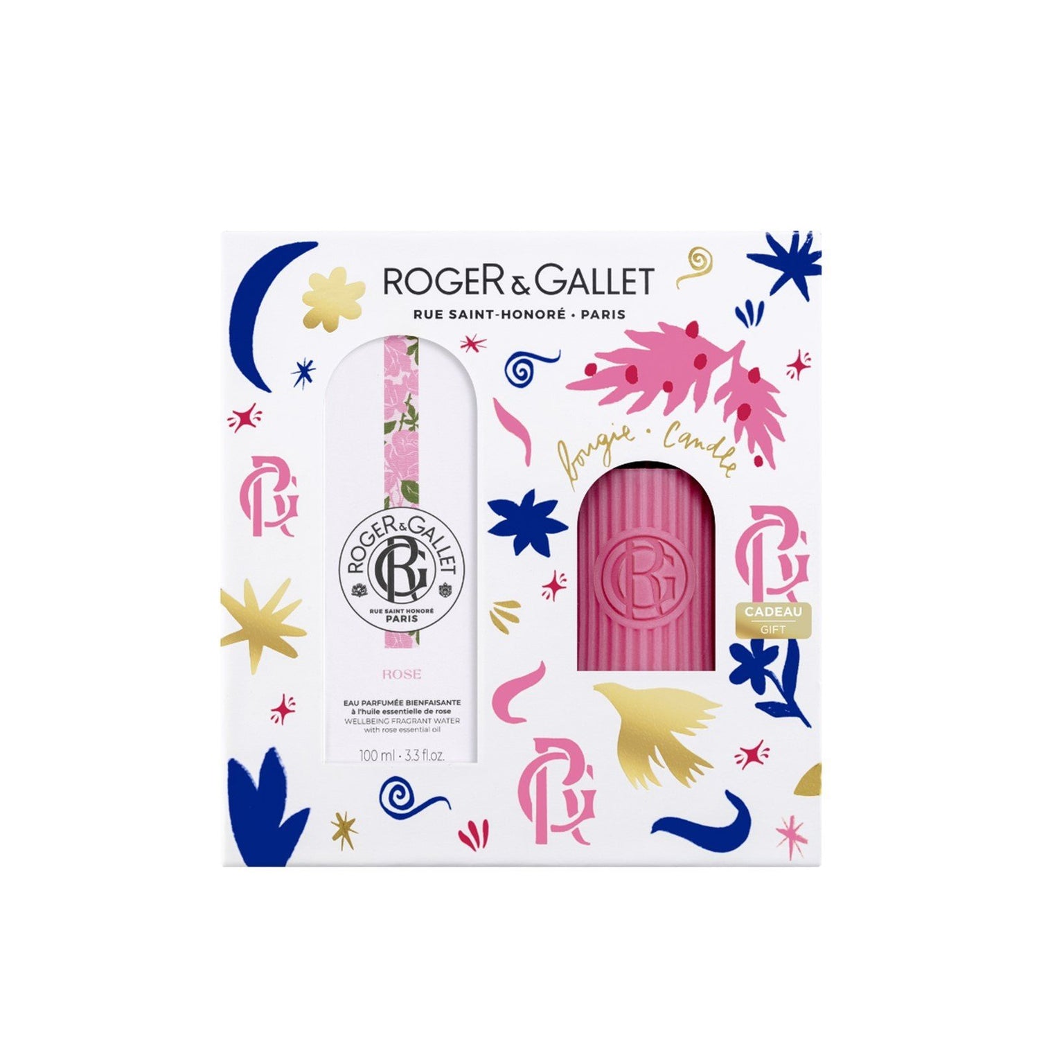 Roger&amp;amp;Gallet Wellbeing Fragrant Water Rose + Scented Candle Set