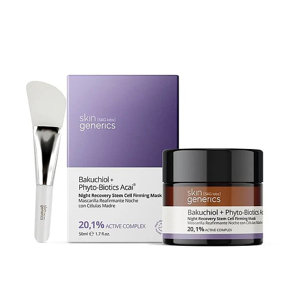 Skin Generics Bakuchiol + Phyto-Biotics Acai Mask firms, hydrates, and revitalizes skin overnight