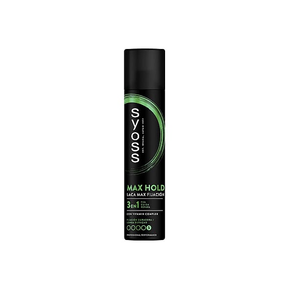 Syoss Max Hold 3-in-1 Hair Spray 300ml offers 48H extra strong hold, humidity and UV protection