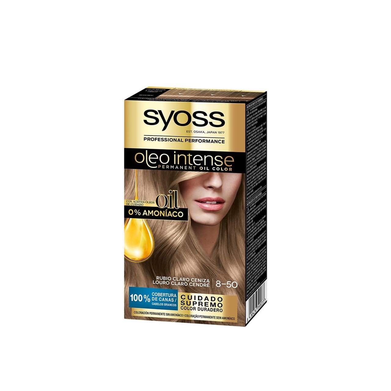 Syoss Oleo Intense Permanent Oil Color Permanent Hair Dye 8-50 Ashy Blonde