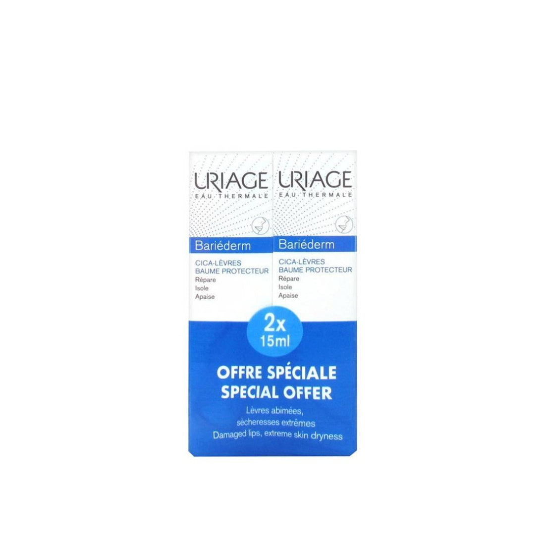 Uriage Bariéderm Cica-Lips Protecting Lip Balm 2x15ml