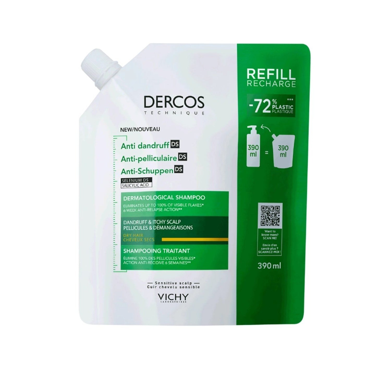 Vichy Dercos Anti-Dandruff for Dry Hair Refill 390 ml